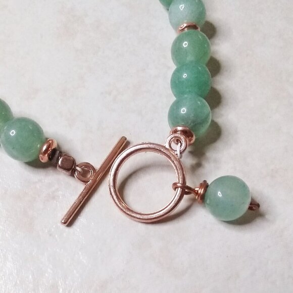 Green Aventurine + Czech Glass Conch Snail Shell Beads ~ Good Luck & Prosperity - Picture 3 of 7